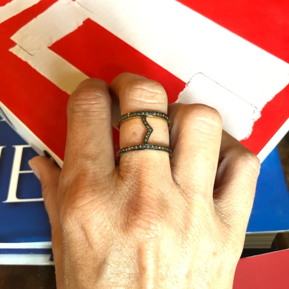 14k gold plated pavè diamond ring - Picture 2 of 2